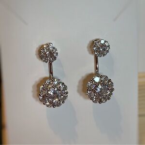 NWT Meghan Markle Inspired Crystal Burst Platinum Plated Ear Jacket Studs